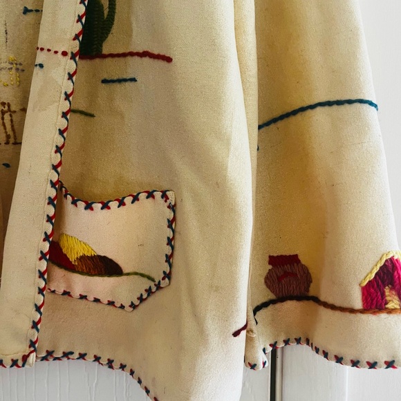 1940s Hand Embroidered Tourist Souvenir Festival Mexican Folk Wool Felt Jacket M - Picture 2 of 11